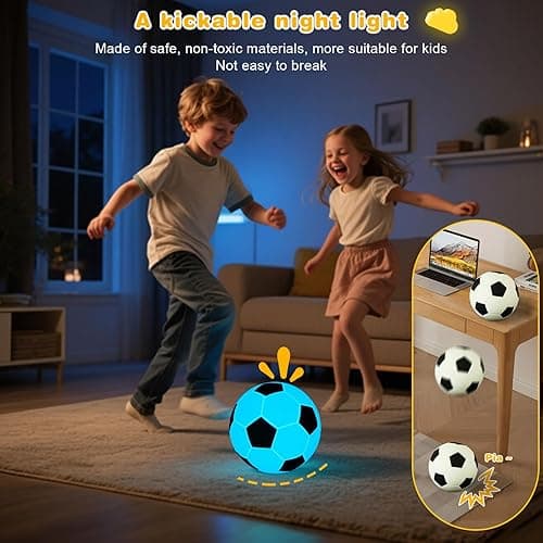 Soccer Silicone Night Light for Kids , 9 Colors with Remote Timer, Dimmable Rechargeable Baby Night Lights for Nursery, Battery Operated Lamp for Bedroom, Girls and Boys, Toddler, Baby Gifts (5.12 IN) thumbnail 6