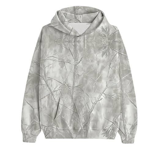 Women's Camo Hoodie Maple Leaf Print Oversized Hooded Sweatshirt Fleece Casual Long Sleeve Pullover Sweatshirts with Pockets - Image 1