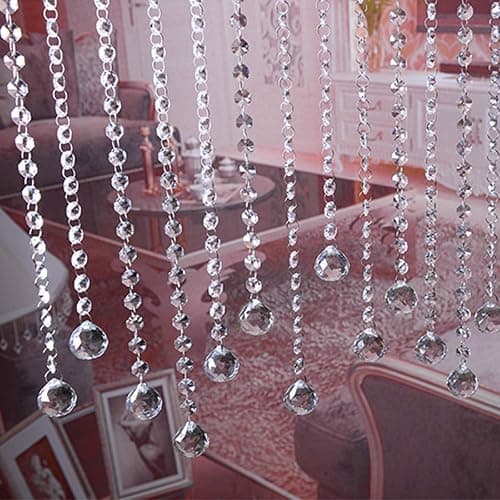 VOVOV 10 Pack (1000CM/30.5FT) Beaded Trim Clear Crystal Garland Chandelier Octagon Beads Chain thumbnail 4