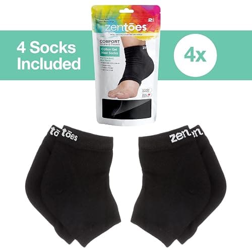 ZenToes Moisturizing Socks for Cracked Heel Treatment, Vitamin E, Olive Oil and Jojoba Oil Infused Heel Socks, Spa Gifts for Women, Relaxation Gifts for Women (Cotton Black, Wide Width) thumbnail 3