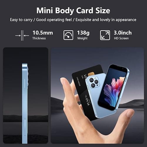 soyes Mini Phone World's Smallest 3.0" HD Touch Screen MiniSmartphone Unlocked Android Compact Mobile Phone for Kids &Students Cell Phone wih Quad-Core Dual SLM Face lD2GB+16GB Blue thumbnail 4