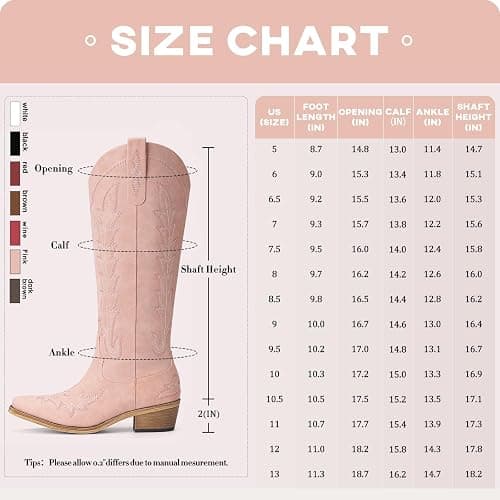 Rivalran Cowboy Boots for Women - Knee High Pointed Toe Chunky Heel Pull On Zipper Western Cowgirl Boots, Retro Country Vintage Fashion Tall Boots thumbnail 5