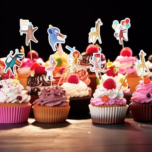 AmazingSpark 24 Pcs Animal Parade Cupcake Toppers Safari Cupcake Picks Woodland Jungle Cake Decorations for Jungle Theme Baby Shower Zoo Wild Animal Birthday Party Supplies thumbnail 6