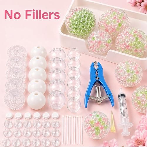 20PCS DIY Stress Ball Making Kit,Empty Stress Ball Skin with Expander & Vacuum Tool,Make Your Own Squishies,Complete Squishy Maker Kit for Adults thumbnail 6