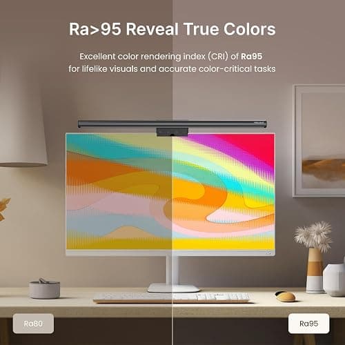 YEELIGHT Monitor Light Bar, Computer Monitor Lamp for Home Office Gaming, 250LM No Glare Eye-Care LED Screen Bar, Touch Control USB Reading Desk Lamp with Stepless Dimming for Flat & Curved Monitor thumbnail 6