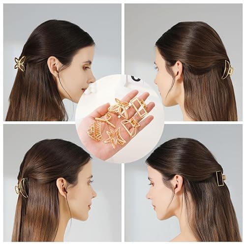 CWJCYTNSN Small Gold Hair Clips, 10Pcs Metal Hair Claw Clips for Women Thick Thin Hair, Non-Slip Hair Clips for Women and Girls, Strong Hold Hair Accessories thumbnail 7