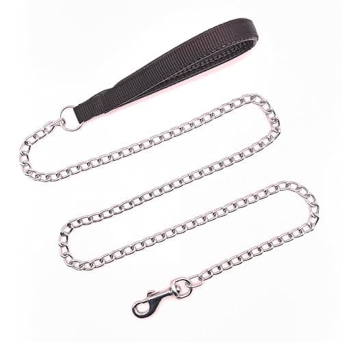 Chain Leash for Small Dogs, Heavy Duty Metal Dog Lead Durable Strong Chew Proof Puppy Leashes for Small Medium Large Breed Pet Dogs, 2.0mm * 4ft Black Handle - Image 1