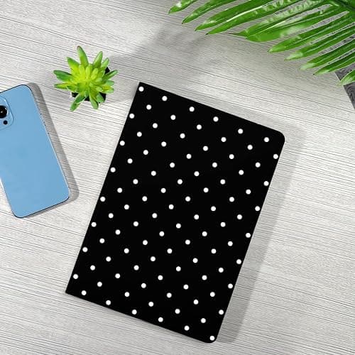 NBCDSUJ Classic White Polka Dot Tablet Case for iPad Air 13" M2 2024, Black Polkadot Print Design Cover for Girls Boy, Trendy Protective Cases Flip PU Leather Funda thumbnail 6