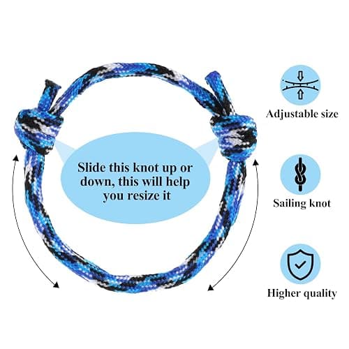Prasacco 10 Pcs Nautical Braided Rope Bracelet Assorted Colors Braided Rope Bracelet Set Handmade Navy Cord Bracelet Adjustable Wave String Bracelets Friendship Bracelets for Men Women thumbnail 3