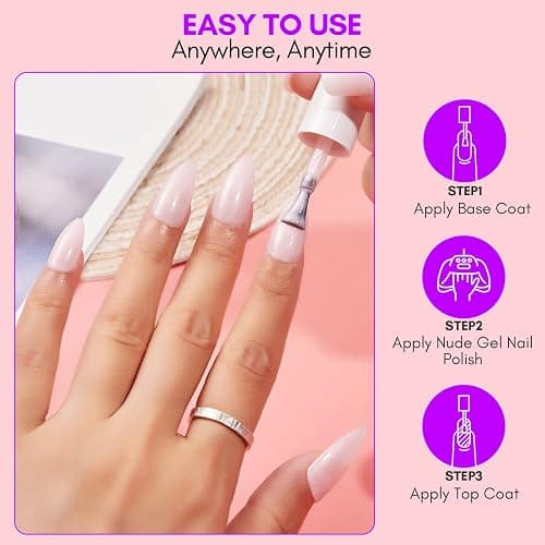 Makartt Gel Nail Polish Set, 6PCS 8ml Natural Nude Jelly Pink Milky White Soak Off UV/LED Gel for DIY Manicure & Nail Art Designs, Home & Salon Use thumbnail 6