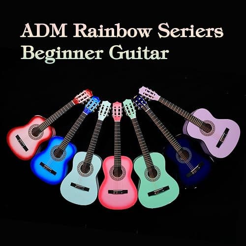ADM Beginner Acoustic Classical Guitar 30 Inch Nylon Strings Wooden Guitar Bundle Kit for Kid Boy Girl Student Youth Guitarra Online Lessons with Gig Bag, Strap, Tuner, Extra Strings, Picks,Pink 1 - 30 Inch - Hot Pink thumbnail 8