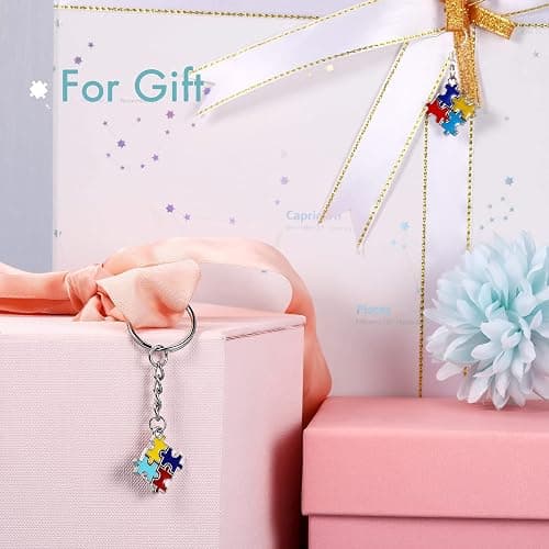 Hicarer 48 Pieces Autism Charms Pendants with 48 Pieces Semi-opening Rings for Puzzle Jewellery Key Chain Necklace Bracelet Earring Crafts Making Supplies thumbnail 5