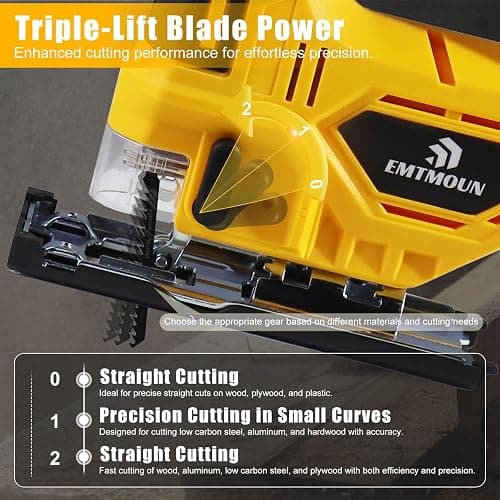 Cordless Jig Saw Compatible with Dewalt 20V Max Battery, Brushless Jigsaw For 3 Orbital Settings, 3200RPM, 0-45° Bevel Cuts, Jigsaw Tool with LED Light (Battery Not Included) thumbnail 3