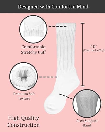 3-Pair Cotton Crew Slouch Socks Womens Scrunch Ribbed Soft Retro Boot Calf Sock thumbnail 5