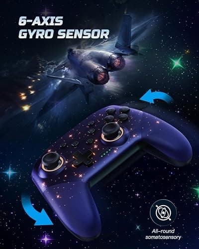 VOYEE Switch Controller, LED Star Wireless Pro Controllers Compatible with Switch/Lite/OLED, Multi-Platform Windows PC with 9 Colors Colorful RGB Lights/Programmable/Vibration/Turbo/Wakeup thumbnail 5