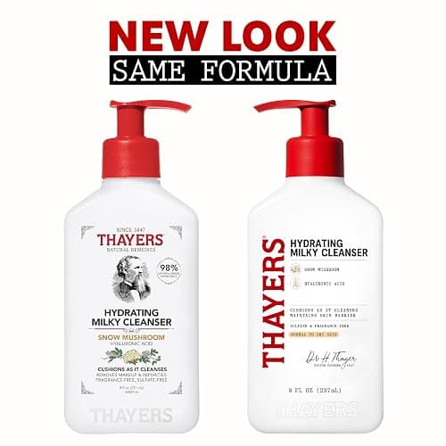 THAYERS Milky Hydrating Face Cleanser with Snow Mushroom, Hyaluronic Acid, Dermatologist Recommended Gentle Facial Wash, Hydrating Skincare for Dry, Sensitive Skin, Paraben Free, 8 FL Oz, Clear thumbnail 2