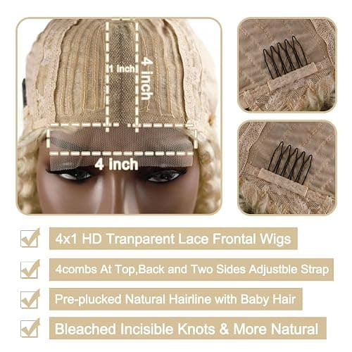 4x1#613 Lace Front Wig Human Hair T-part Transparent Lace Straight 150% Density Free Part Blonde Lace Front Wigs Human Hair Pre Plucked with Baby Hair HD Lace Frontal Wig for Women 30 Zoll thumbnail 4