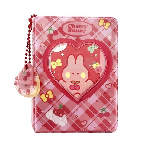 3 Inch Photocard Album Mini Photo Album, Love Heart Hollow Photocard Id Holder 40 Pockets With Bear Pendant thumbnail 3