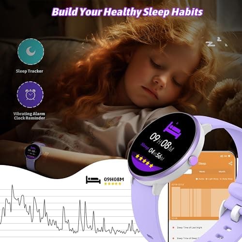 JOYELE Smart Watch for Kids Boy Girl, No Phone Needed Kids Watch Waterproof with 19 Sport Modes, Pedometer, Sleep Monitor, Kids Watch for Girls Boys 6-16 Birthday Gifts Toy Gift (Purple) thumbnail 4