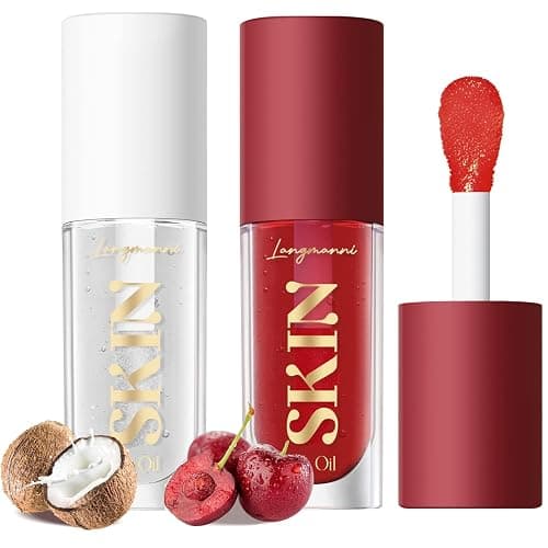 LANGMANNI Moisturizing Lip Oil,No-Sticky Lip Gloss Lip Balm Lip Care,Fruit Flavoured Lip Oil For Dry Lip's Moisturizing Hydrating And Nourishing (Cherry+Coco) - Image 1