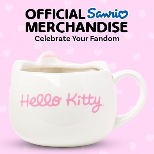 Silver Buffalo Sanrio Hello Kitty Pink Bow Ceramic 3D Sculpted Mug, 20 Ounces thumbnail 6