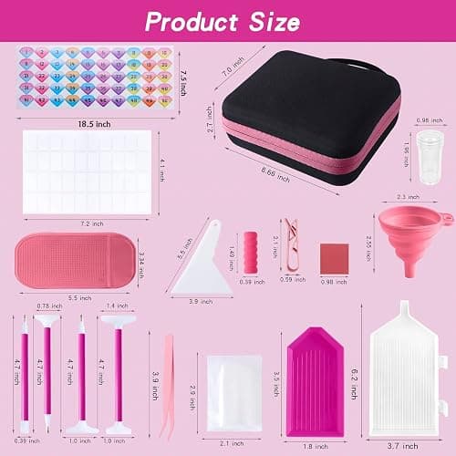LYMUSUMI 30 Slots Diamond Art Storage Containers for Adults Portable Bead Storage Boxes for Diamond Painting Accessories and Tools（Pink） thumbnail 2
