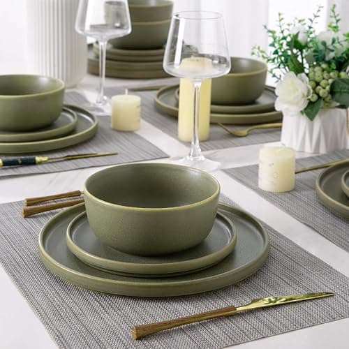 AmorArc Stoneware Dinner Plates Set of 4, 10.5 Inch Reactive Matte Glaze Ceramic Plates Set, Modern Dinnerware Dish set for Kitchen, Microwave, Dishwasher Safe thumbnail 7