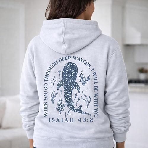 FAYSNAH Whale Shark Hoodie Christian Hoodies Christian Sweatshirts for Women Jesus Hoodie Faith Sweatshirt Jesus Sweatshirt thumbnail 3