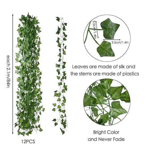 Freyalife Fake Vines for Room Decor(12 Pack 84 Feet) Aesthetic Artificial Plant Ivy Leaves Hanging Greenery Garlands for Home Bedroom Wall Wedding Christmas Party Office Patio Outdoor Garden Décor thumbnail 3
