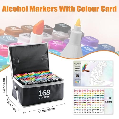 AEDAGA 168+2 Colours Alcohol Markers with Free App for Colouring, Alcohol Pens for Anime,Manga,Drawing,Sketching and Calligraphy, Art Supplies for Adults thumbnail 5