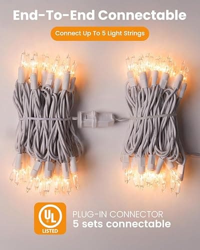 Minetom Clear Christmas Lights Set 100 Count 20 Feet Incandescent Bulb Mini String Lights for Indoor Christmas Tree Garland Birthday Wedding Party Festival Decoration, White Wire thumbnail 5