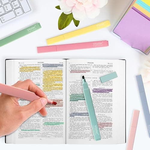 Vitoler Highlighters,8 Colors Chisel Tip Cute Highlighters,No Bleed Bible High lighters for Journaling Planner Notes School Supplies thumbnail 2