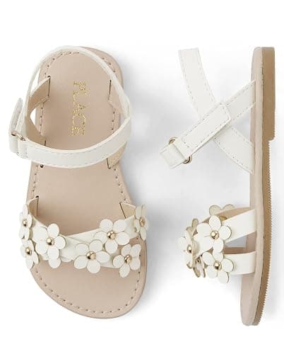 The Children's Place Girl's Baby Toddler Flat Sandals with Adjustable Ankle Strap Slipper thumbnail 3