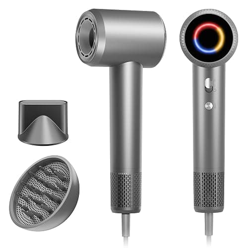 Hair Dryer, Professional High-Speed Ionic Blow Dryer with Diffuser, 1500W | 150k RPM Fast Dry, 500M Ions Reduce Frizz & Damage, 0.71 lb Slim Grip, 49 dB Quiet, Magnetic Diffuser & Concentrator, Gray - Image 1