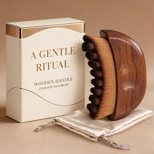 Lymphatic Contour Face Brush - Wooden Face Brush for Lymphatic Drainage - Facial Sculpting Guasha Dry Brushing Massage Tool - Contour Glow Brush Lymph Drainage Depuff Lift Brushes for Face Neck Chin - Image 1