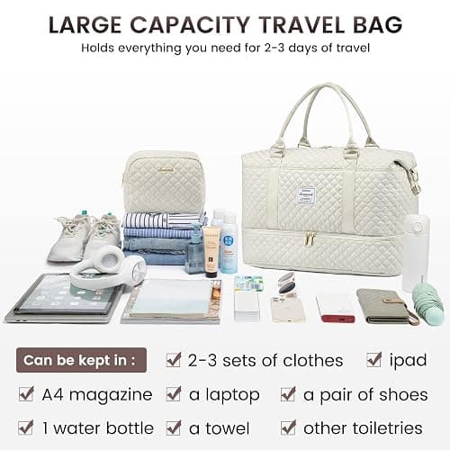 LOVEVOOK Travel Duffle Bag,Weekender Bags for Women with Shoe Compartment，Carry on Overnight Bag with Toiletry Bag,Gym Duffel Bag with Wet Pocket, Hospital Bags for Labor and Delivery thumbnail 7