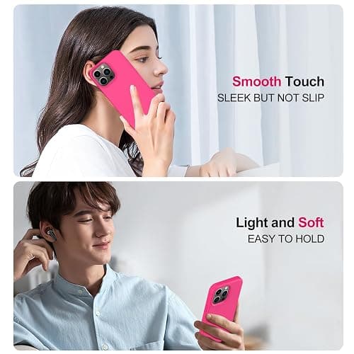 FUNMIKO Compatible with iPhone 15 Pro Max Case with Screen Protector,Upgraded Liquid Silky Soft Silicone,Fashionably Designed for Women and Girls,Protective Phone Cover,Hot Pink thumbnail 5