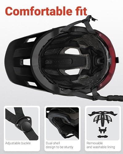 Bike Helmet for Adult, Moutain Road Bicyle Helmet Certified Adjustable MTB Cycling Helmet with Removable Visor and EPS Foam Interior thumbnail 4