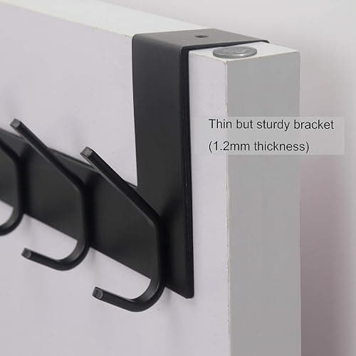 WEBI Over The Door Hooks Door Hanger,Over The Door Towel Rack with 6 Hooks for Hanging,Door Coat Towel Hanger Door Coat Rack,Black thumbnail 6