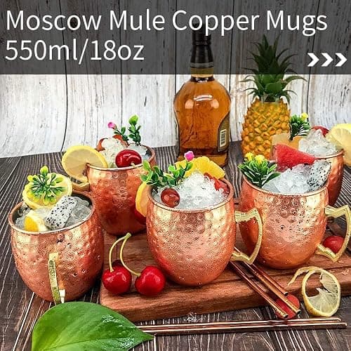 LINALL Moscow Mule Copper Mugs- Set of 4 Copper Plated Stainless Steel Mug 18oz, for Chilled Drinks (4 pcs) thumbnail 5