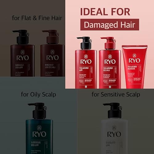 RYO Damage Care & Nourishing Shampoo with Korean Ginseng & Caffeine - Repair and Moisturizing, Anti Loss Care, Strengthening hair roots, 16 Fl Oz. thumbnail 5