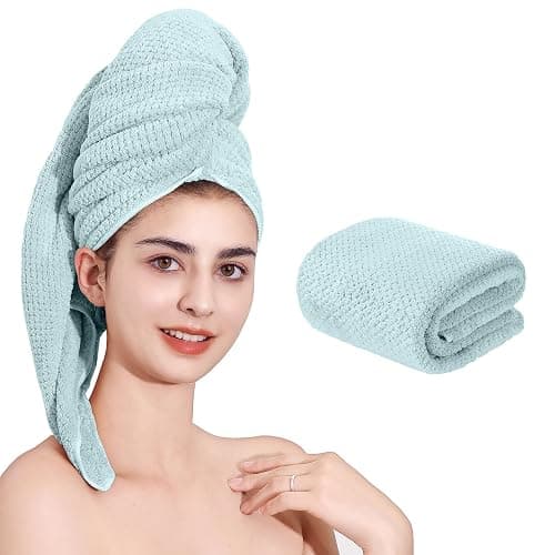 Laojbaba Microfiber Hair Towel Quick Dry Hair Towel Hair Drying Towels Suitable for All Kinds of Hair Ultra Absorbent Long and Thick Hair 24X48inch Blue (1pcs) - Image 1