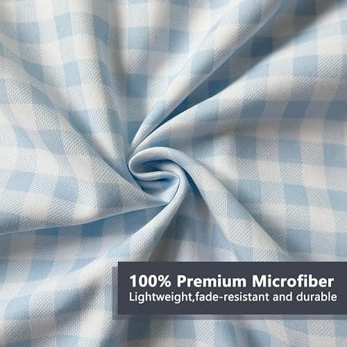 NSNLGSGC Light Blue Gingham Ruffle Queen Sheet Set | Soft Pre-Washed Microfiber, Plaid, 4-Pieces, Farmhouse, Deep Pocket thumbnail 5