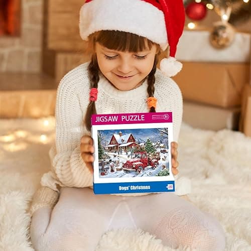 100 Piece Christmas Puzzle for Kids Ages 4-8 Jigsaw Puzzles 100 Pieces for Boys Girls Ages 6-8 8-10 - Dogs' Christmas thumbnail 5