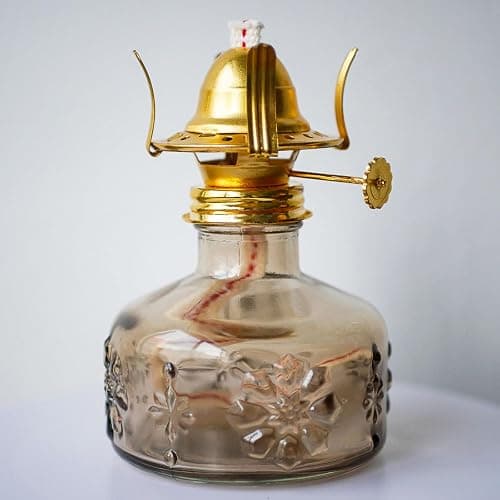 GXFCCYXT 2 Pcs Chamber Oil Lamp Brown Vintage Glass Clear Kerosene Lamp Indoor Decorative Hurricane Lamp Oil Lamps for Indoor Use or Tabletop Decor and Emergency Lighting thumbnail 7