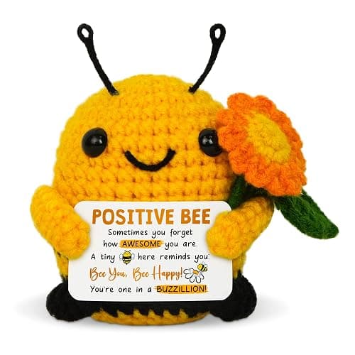 OASSIE Christmas Inspirational Gifts for Women Men - Mini Positive Crochet Animals Bee - Christmas Motivational Birthday Gifts for Son Daugther Mom Dad Sister Coworker Friend, Bee Decorations for Home - Image 1