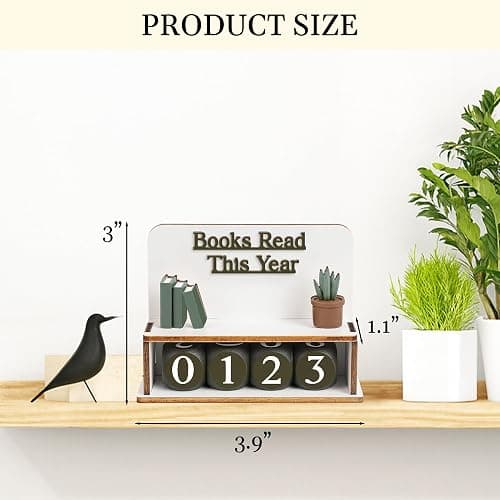Books Read This Year Counter, Bookish Gifts For Book Lovers, Women Readers | Wooden Book Reading Tracker, 7 X 6 Inch, Personalize With Name, Includes Number Tiles And Stand thumbnail 3
