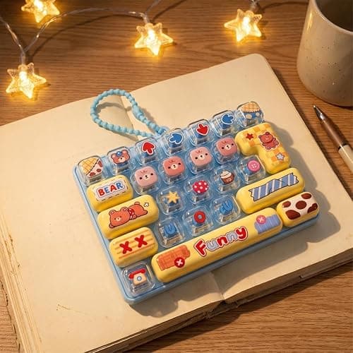 26-Key Cute Cartoon Clicky Keyboard Fidget Toy Keychain Stress Relief Keycap Clicker with Sensory Buttons Keyring Bag Pendant thumbnail 6