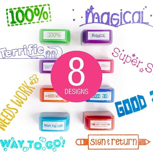 Teacher Stamps - Self Inking Motivational Encouraging, for School, Set of 8 | For Classroom and Home School Setting thumbnail 3