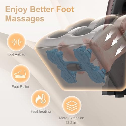 FURNIMAT 2026 Massage Chair Full Body, Zero Gravity Massage Chair with 10 Fix Rollers, Airbags, Heating, Foot Massage, Auto Modes, Bluetooth Speaker, Smart Screen Controller(Light Gray) thumbnail 7